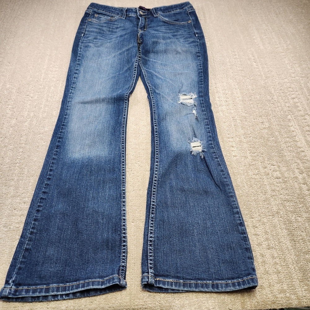 Vintage Levis 518 Jeans Women 9m Super Low Rise Flare Y2K Denim Distressed